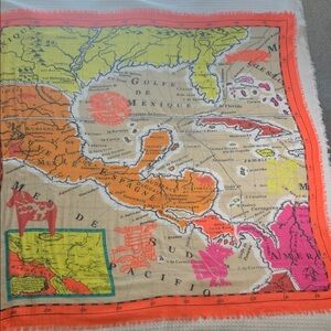 Caribbean, Central America map bright cotton scarf